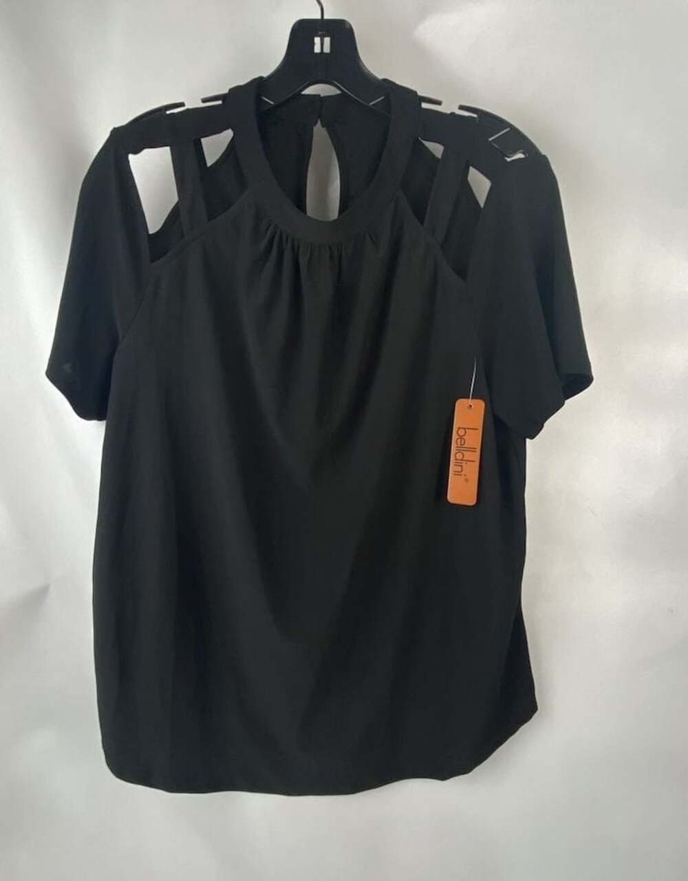 bellini Black Cold Shoulder Top Sz L